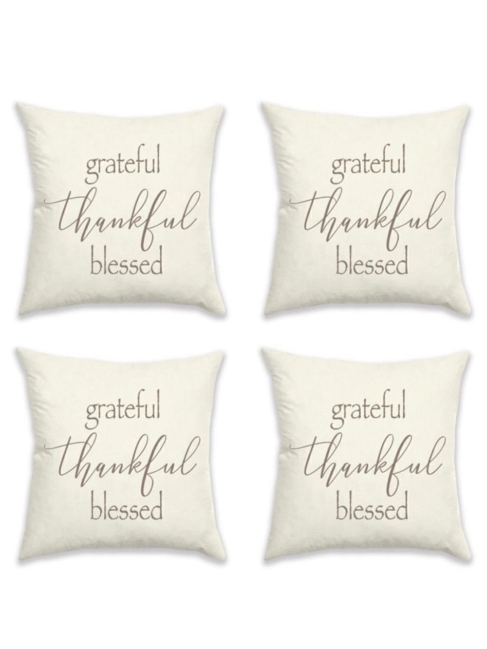NWT 4 Grateful Thankful Blessed18×18 Ivory Brown Reversible Pillow Cushion Cover